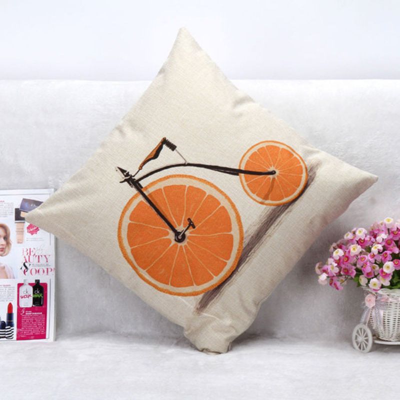 Sitron Orange Grapefrukt Sykkel Putetrekk Bomull Lin Sofa