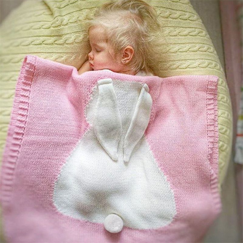 Spedbarn Baby Bunny Napping Teppe Kanin Sengetøy Håndkletrekk Kaster Wrap Myk