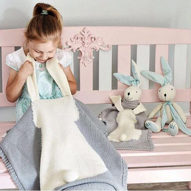 Spedbarn Baby Bunny Napping Teppe Kanin Sengetøy Håndkletrekk Kaster Wrap Myk