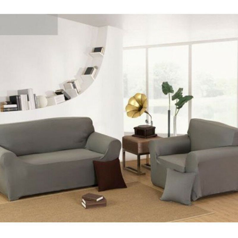 Stretch Solid Colour Sofa Cover Lounge Couch Enkelt Avtagbart Slipcover Møbelbeskytter