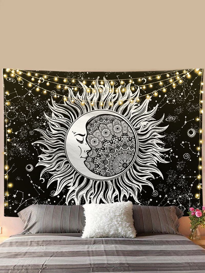 Sun Moon Mandala Mønster Tapet Vegghengende Tapetries Stue Soverom Dekor