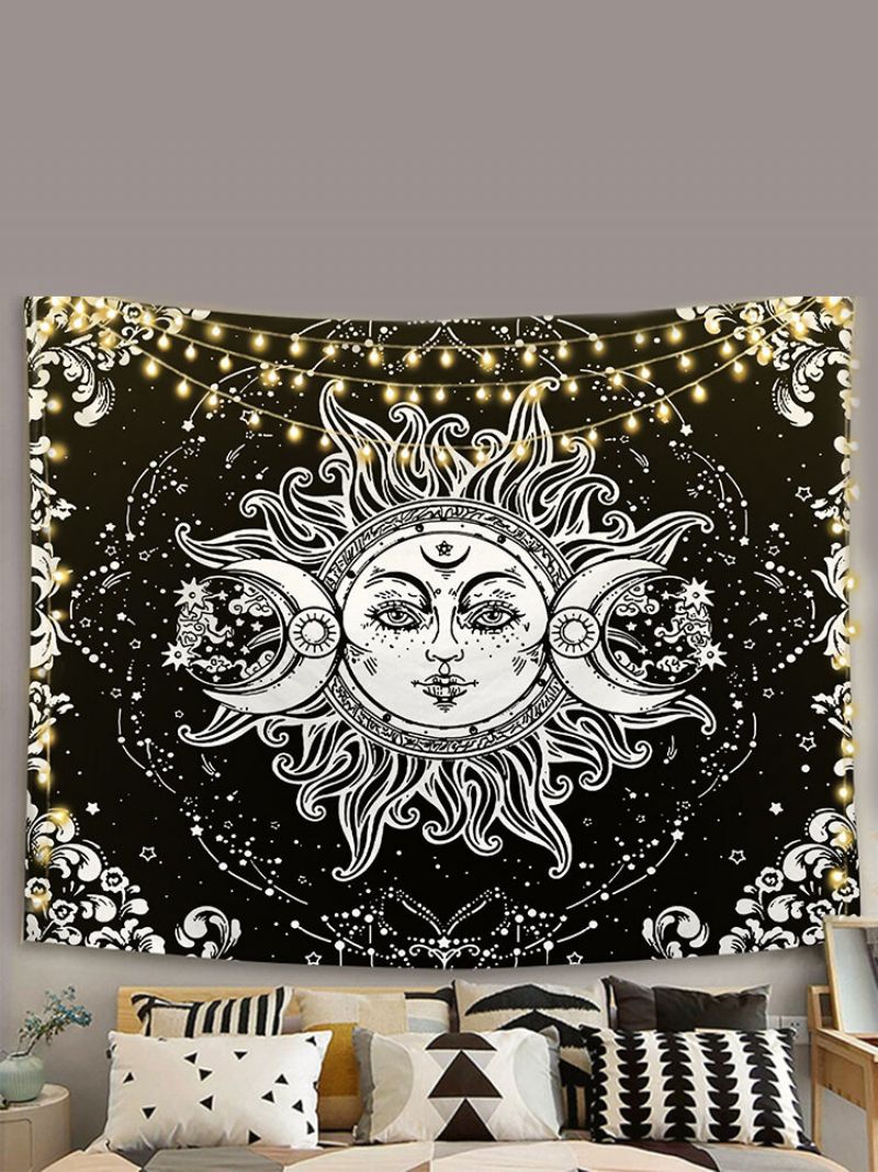 Sun Moon Mandala Mønster Tapet Vegghengende Tapetries Stue Soverom Dekor