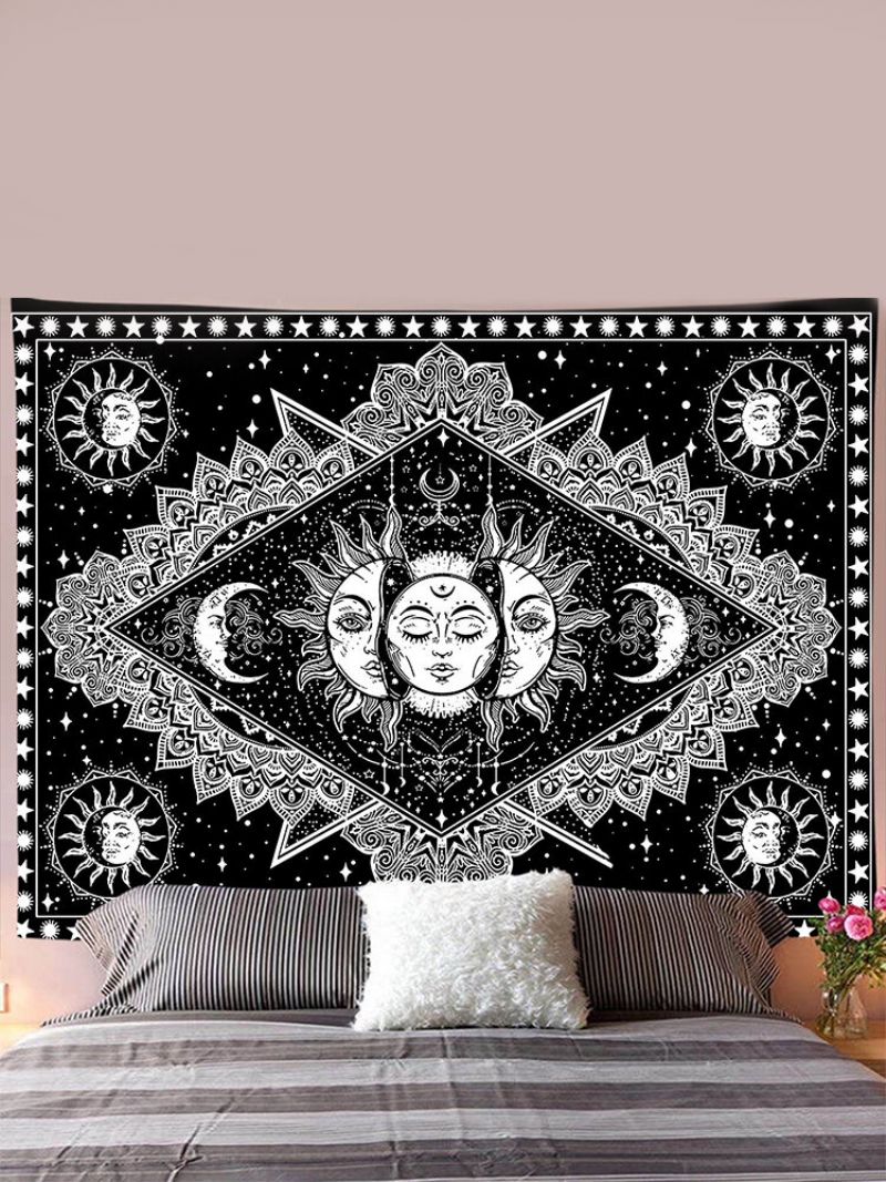 Sun Moon Mandala Mønster Tapet Vegghengende Tapetries Stue Soverom Dekor