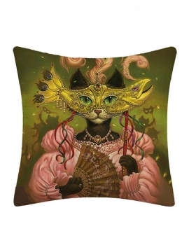 Tegneserie Elf Cats Mønster Lin Putetrekk Hjemmesofa Home Decor