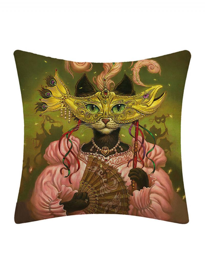 Tegneserie Elf Cats Mønster Lin Putetrekk Hjemmesofa Home Decor