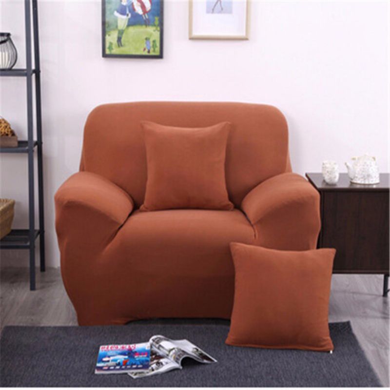 To-seters Solide Farger Tekstil Spandex Strench Elastisk Sofa Sofatrekk Møbelbeskytter