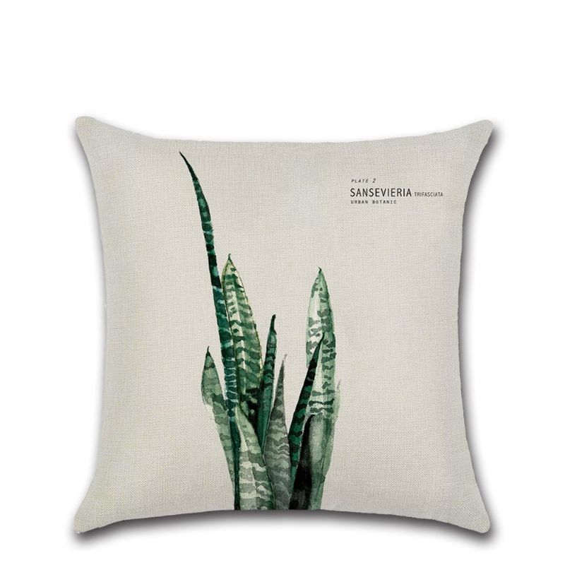 Tropical Plants Putetrekk Polyester Dekorativt Hjem Bil Grønne Blader Tema Kast Firkantet 45*45cm