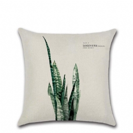 Tropical Plants Putetrekk Polyester Dekorativt Hjem Bil Grønne Blader Tema Kast Firkantet 45*45cm