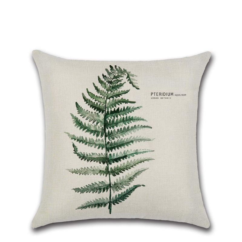 Tropical Plants Putetrekk Polyester Dekorativt Hjem Bil Grønne Blader Tema Kast Firkantet 45*45cm