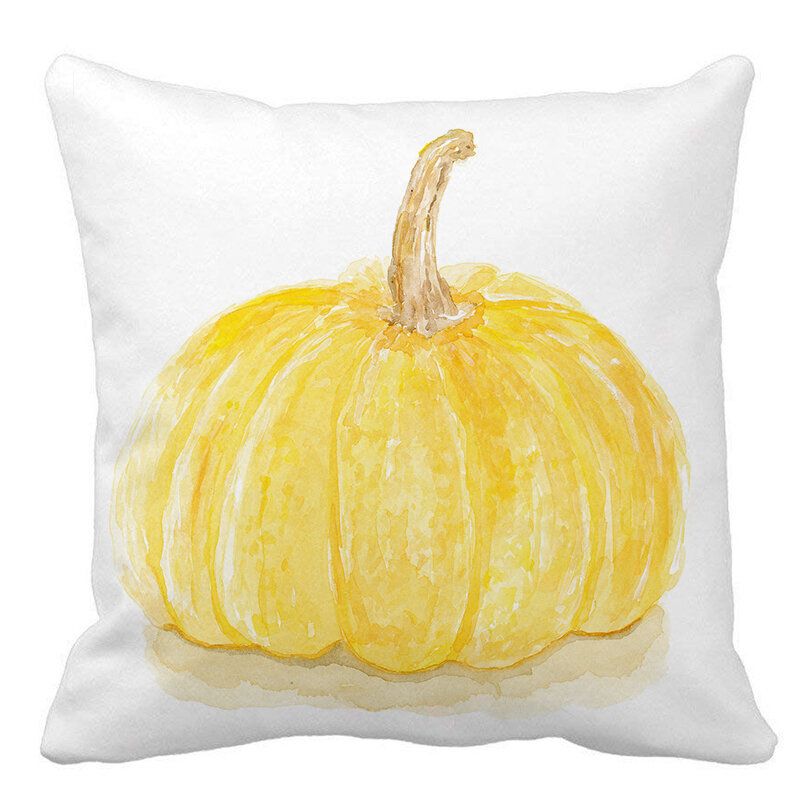 Vannfarge Punpkin Printed Cotton Lin Putetrekk Square House Dekorativt