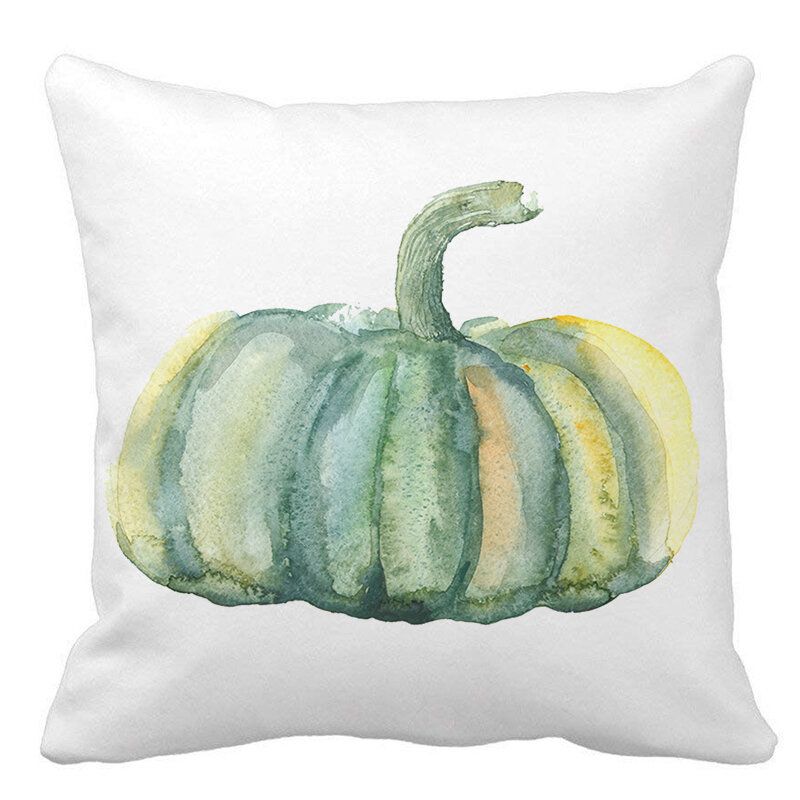 Vannfarge Punpkin Printed Cotton Lin Putetrekk Square House Dekorativt