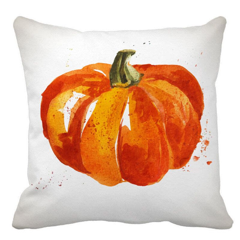 Vannfarge Punpkin Printed Cotton Lin Putetrekk Square House Dekorativt