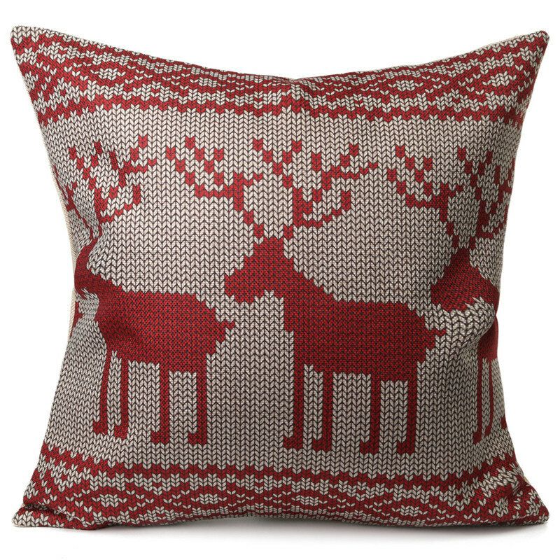 Vintage Christmas Series Deer Putetrekk Cotton Square Sofa