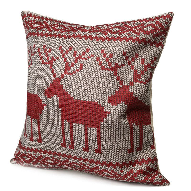 Vintage Christmas Series Deer Putetrekk Cotton Square Sofa