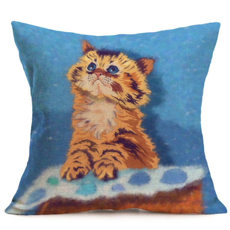 Vintage Cute Cat Lin Putetrekk Hjem Sofa Myk Kontor Midje Des.