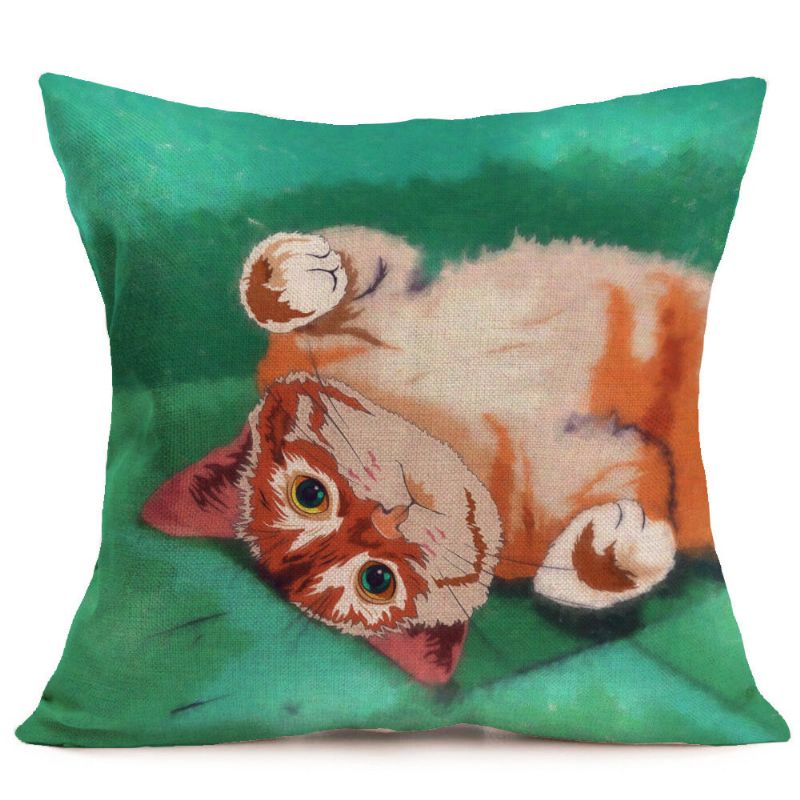 Vintage Cute Cat Lin Putetrekk Hjem Sofa Myk Kontor Midje Des.