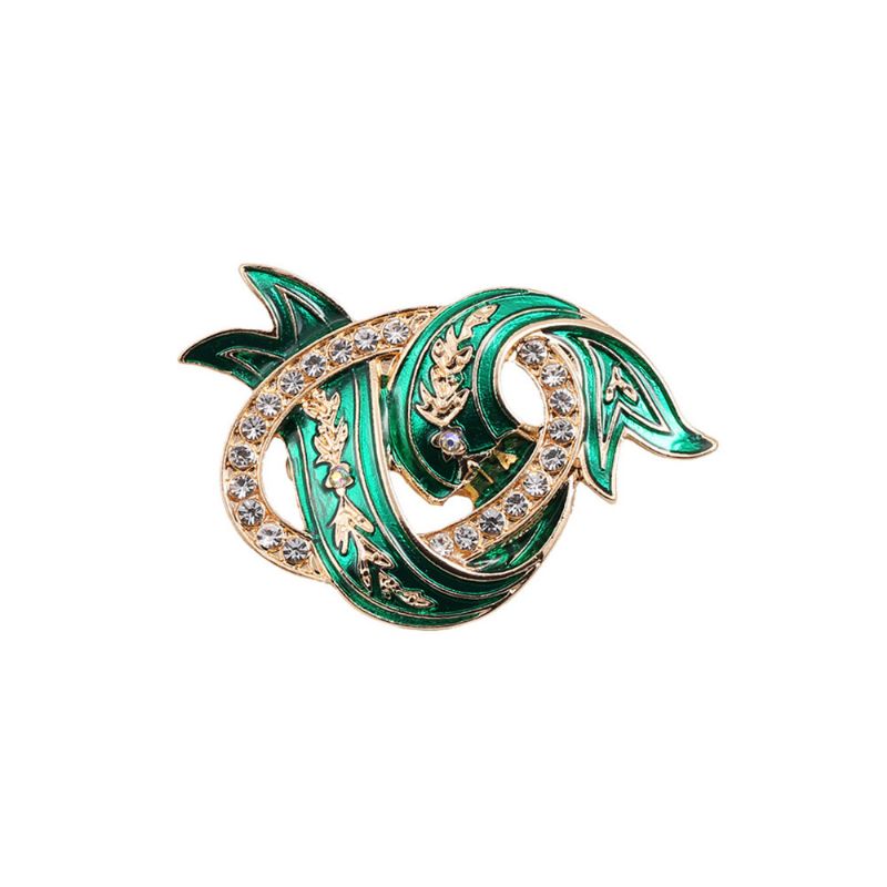 Elegant Green Wave Modell Rhinestone Utsmykning Legering Brosje For Kvinner Skjerf Klær Ornament Tilbehør Brystnål Dame Smykker