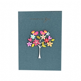 Elegante Vintage Mini Gratulasjonskort Med Treutskjæringslapp Dekorasjon Kjærlig Blomstermønster Bursdag Bryllupsfest Foldemeldingskort