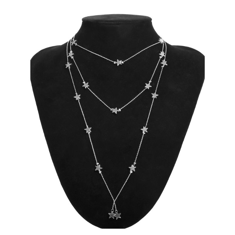 Flerlags Kvasthalskjede For Kvinner Anheng Halskjede Star Long Choker Chain For Og Jenter