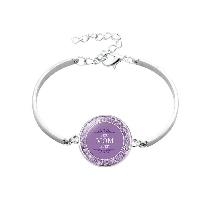 Justerbart Armbånd I Glass Rund Anheng Til Mor Glassarmbånd Til Mamma Elegant Morsdagsgave