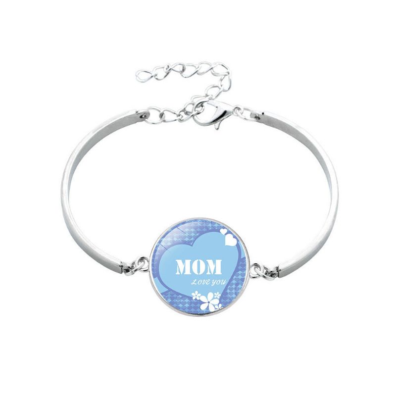 Justerbart Armbånd I Glass Rund Anheng Til Mor Glassarmbånd Til Mamma Elegant Morsdagsgave