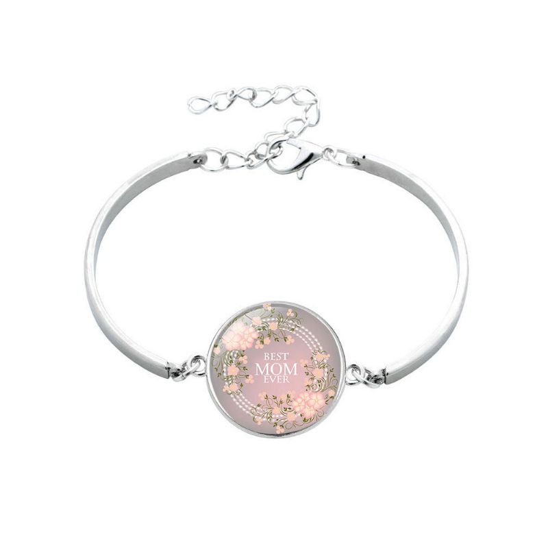 Justerbart Armbånd I Glass Rund Anheng Til Mor Glassarmbånd Til Mamma Elegant Morsdagsgave