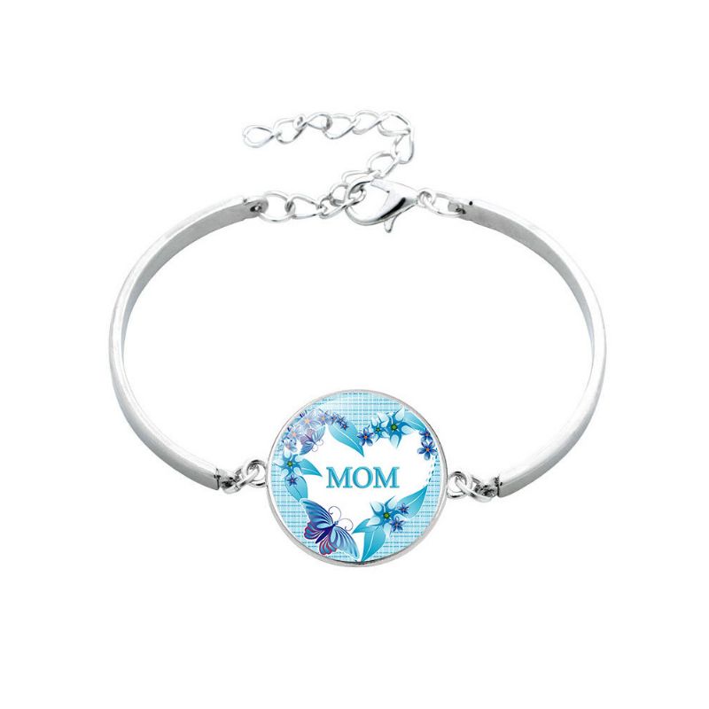 Justerbart Armbånd I Glass Rund Anheng Til Mor Glassarmbånd Til Mamma Elegant Morsdagsgave