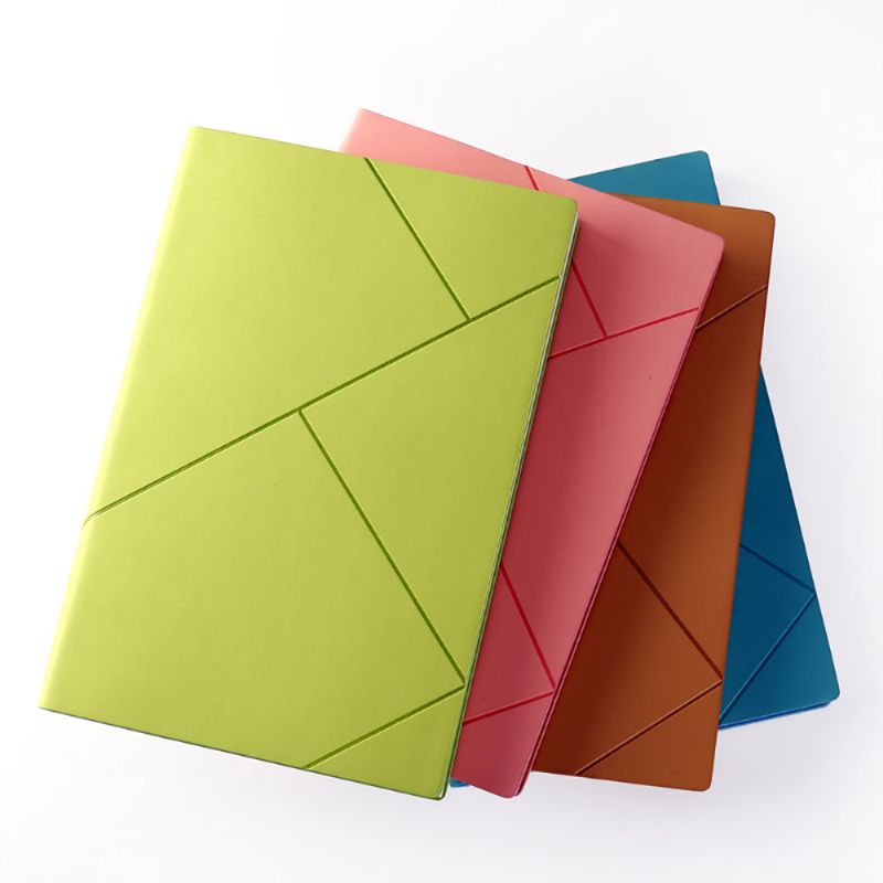 Mote Geometrisk Mykt Pu-skinn A5 Notebook Journal Dagbok Ubelagt Trefritt Papir Planlegger Memo Organizer