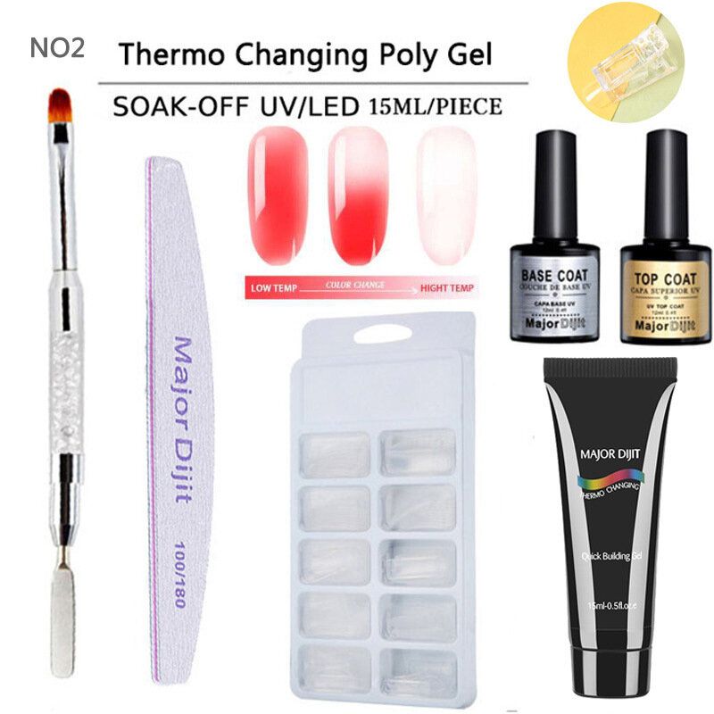 5 Stk Temperaturendring Gelsett Led Clear Uv Gel Lakk Neglelakksett Nails Extensions Gel