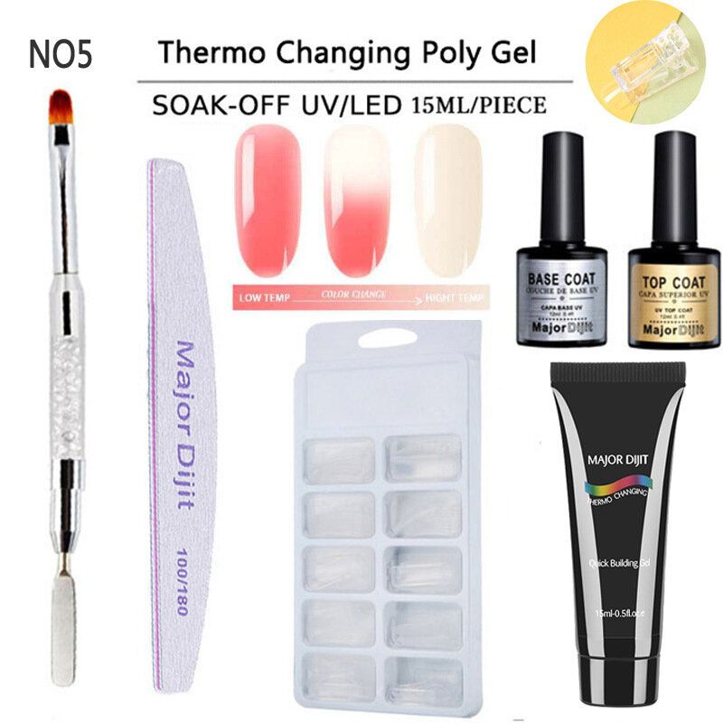 5 Stk Temperaturendring Gelsett Led Clear Uv Gel Lakk Neglelakksett Nails Extensions Gel