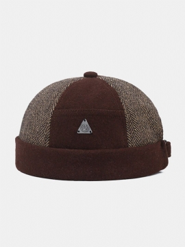 Collrown Menn Og Kvinner Kontrast Farge Patch Uformell Brimless Beanie Utleier Hatt Skull Hat