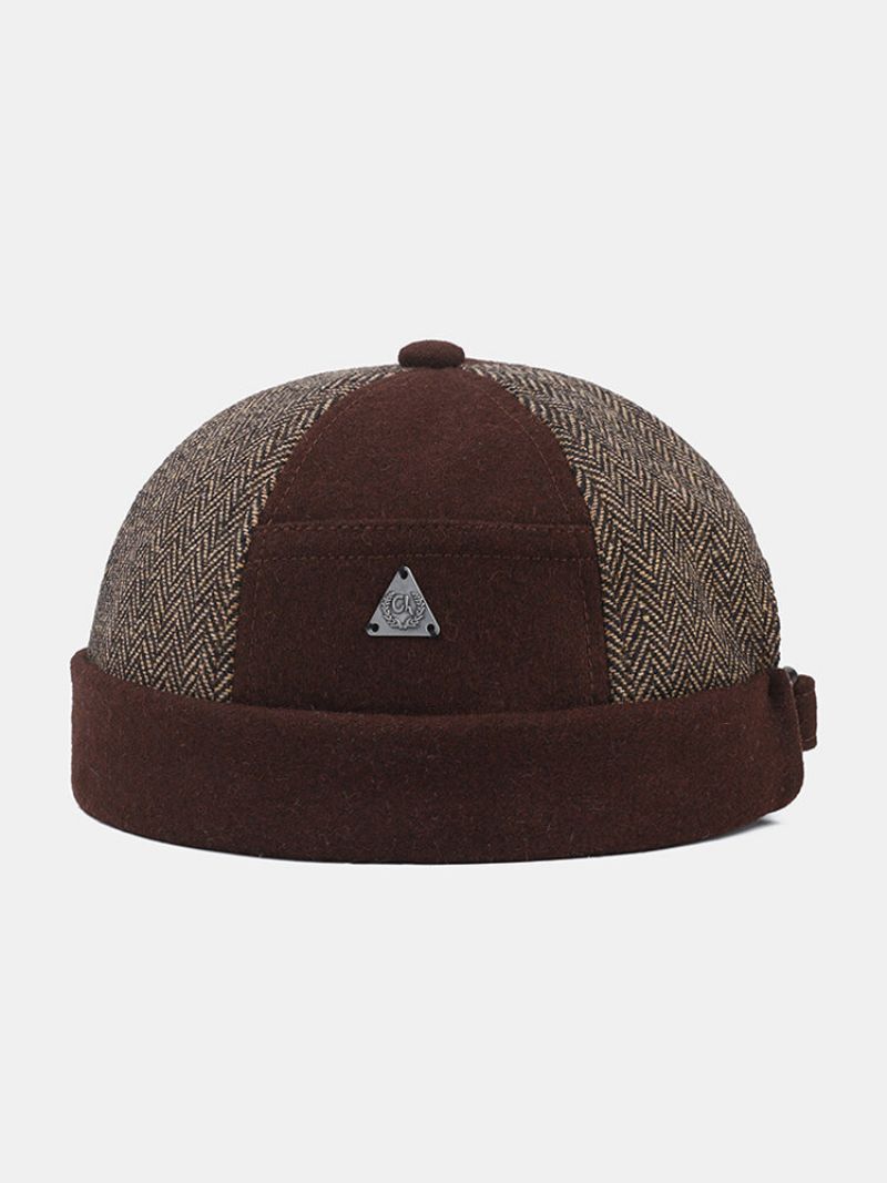 Collrown Menn Og Kvinner Kontrast Farge Patch Uformell Brimless Beanie Utleier Hatt Skull Hat