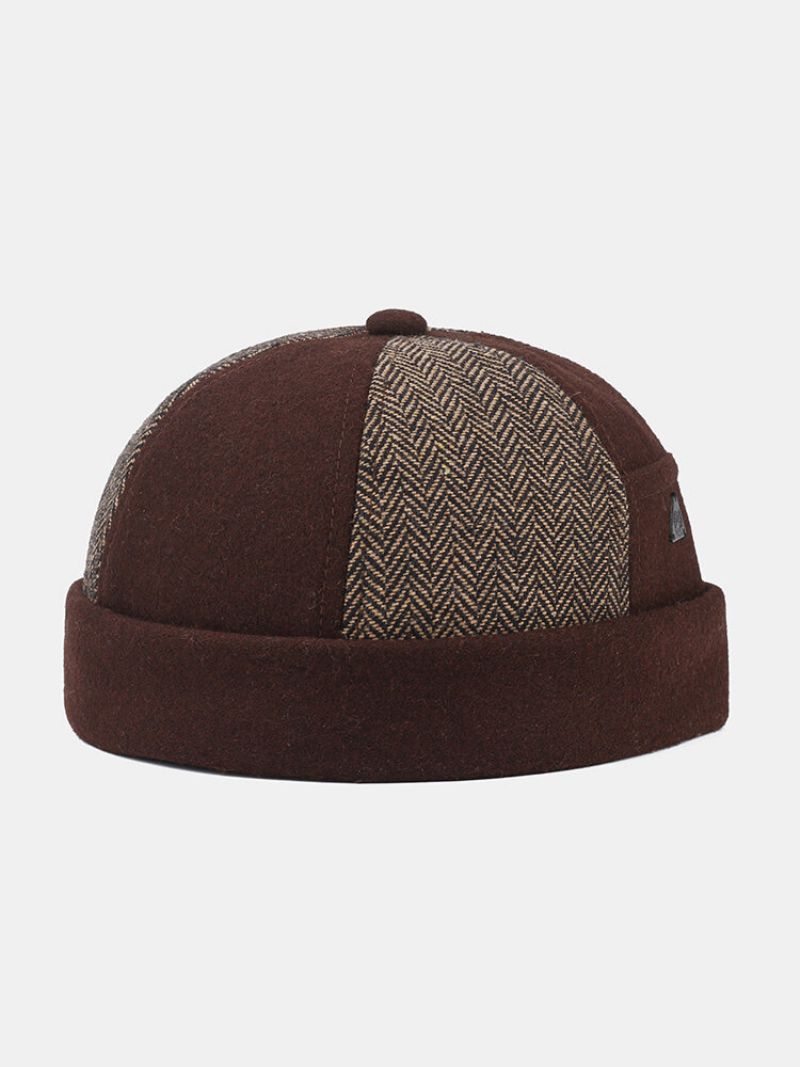 Collrown Menn Og Kvinner Kontrast Farge Patch Uformell Brimless Beanie Utleier Hatt Skull Hat