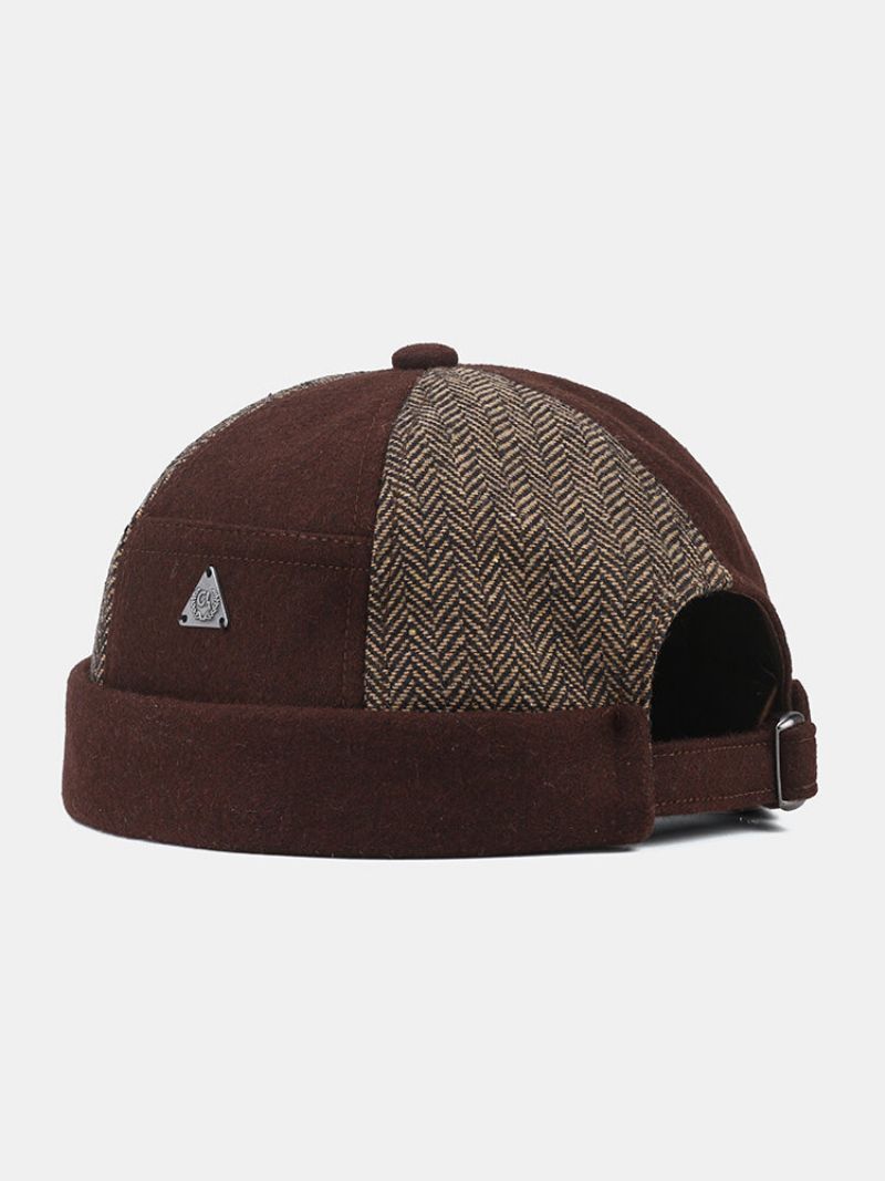 Collrown Menn Og Kvinner Kontrast Farge Patch Uformell Brimless Beanie Utleier Hatt Skull Hat