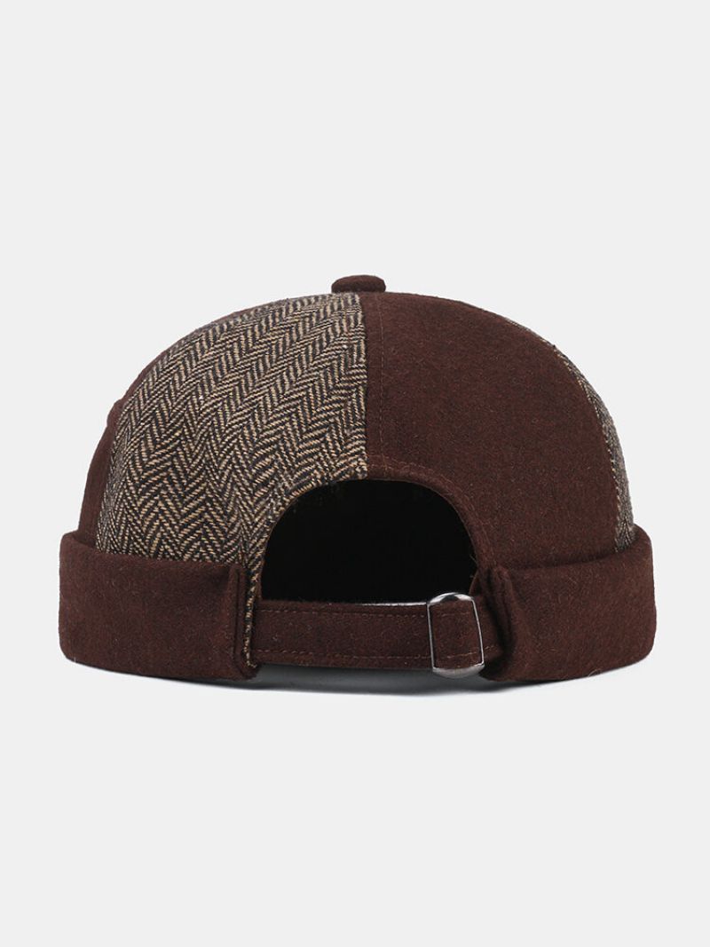 Collrown Menn Og Kvinner Kontrast Farge Patch Uformell Brimless Beanie Utleier Hatt Skull Hat