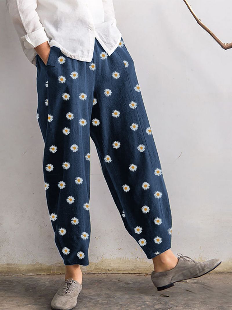 Daisy Floral Print Elastisk Midje Casual Harem Bukser