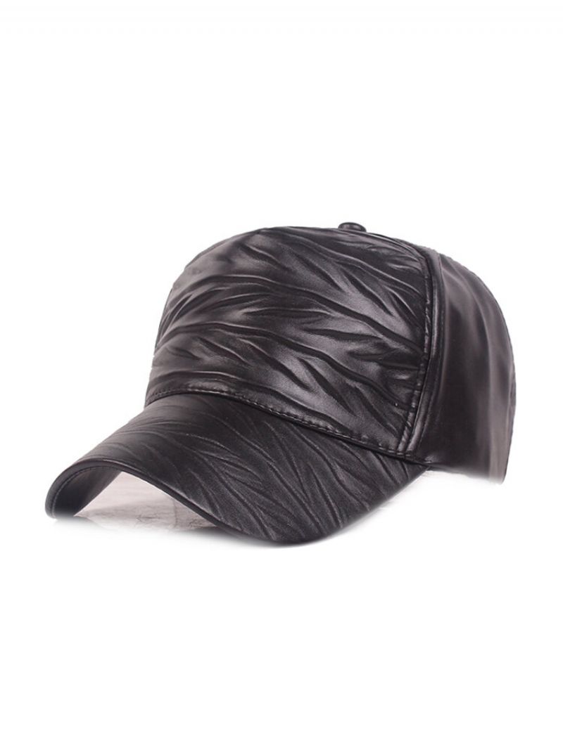 Dame Herre Justerbar Retro Style Varm Vindtett Pu Lær Baseball Cap Utendørs Solhatt