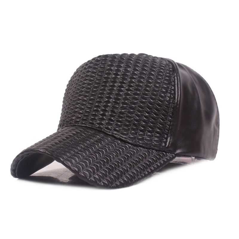 Dame Herre Justerbar Retro Style Varm Vindtett Pu Lær Baseball Cap Utendørs Solhatt