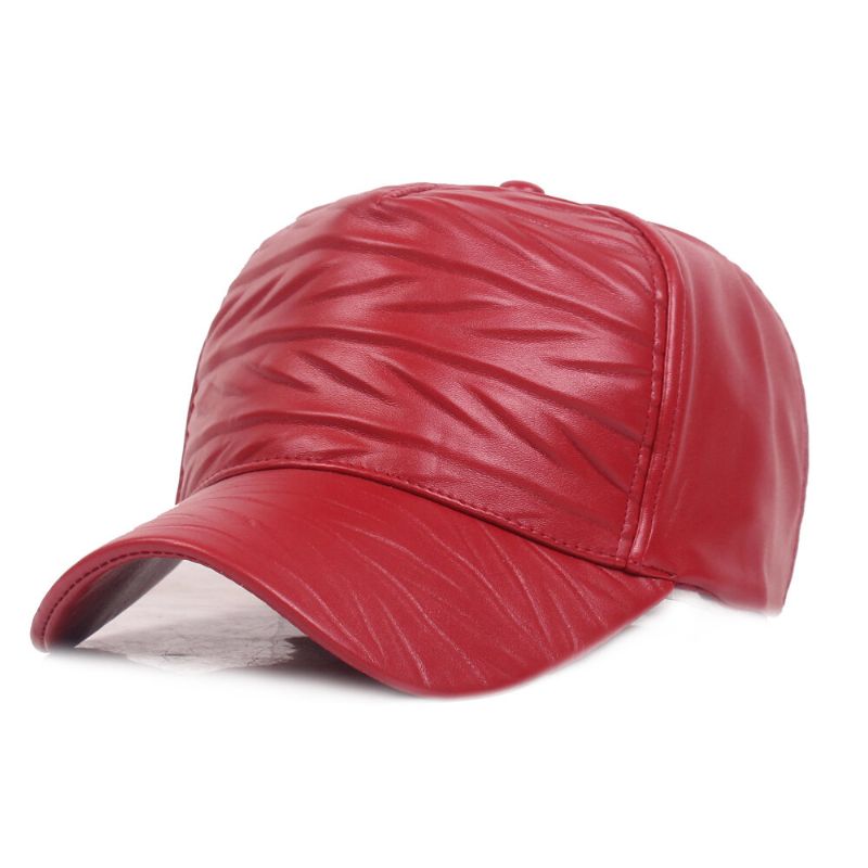 Dame Herre Justerbar Retro Style Varm Vindtett Pu Lær Baseball Cap Utendørs Solhatt