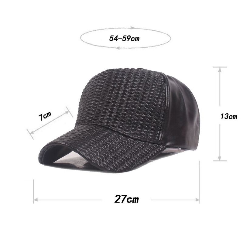 Dame Herre Justerbar Retro Style Varm Vindtett Pu Lær Baseball Cap Utendørs Solhatt