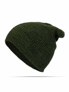 Dame Herre Solid Woolen Knit Beanie Cap Ørebeskyttelse Vindtett Mote Warm Hat