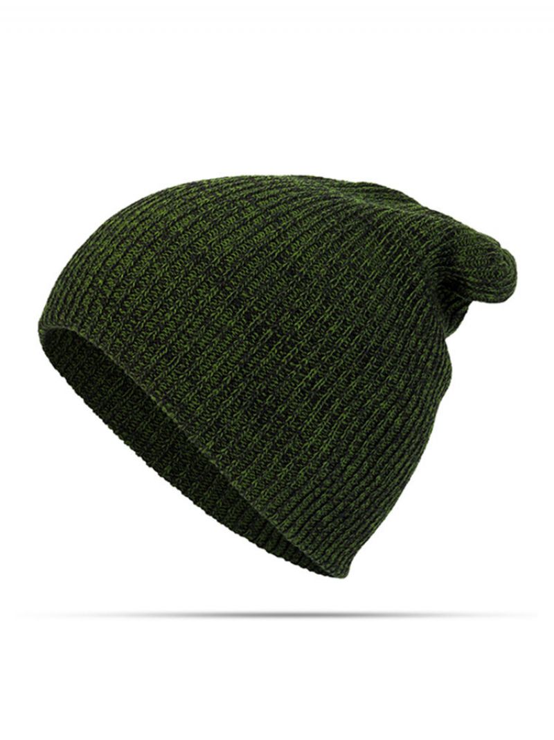 Dame Herre Solid Woolen Knit Beanie Cap Ørebeskyttelse Vindtett Mote Warm Hat