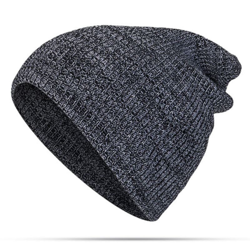 Dame Herre Solid Woolen Knit Beanie Cap Ørebeskyttelse Vindtett Mote Warm Hat