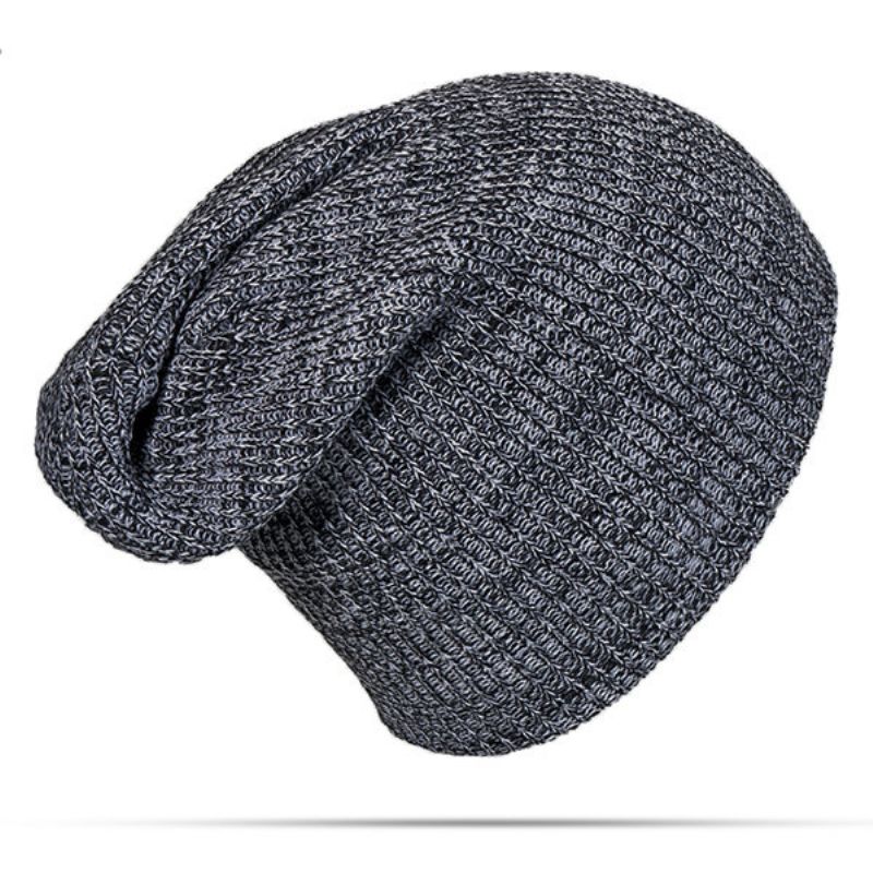 Dame Herre Solid Woolen Knit Beanie Cap Ørebeskyttelse Vindtett Mote Warm Hat