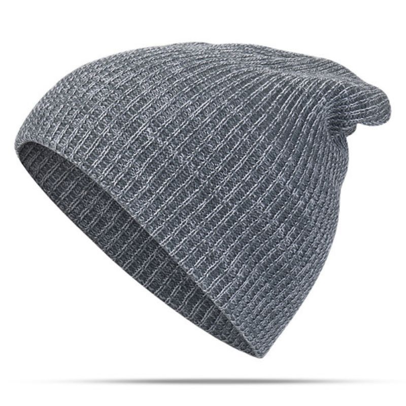 Dame Herre Solid Woolen Knit Beanie Cap Ørebeskyttelse Vindtett Mote Warm Hat