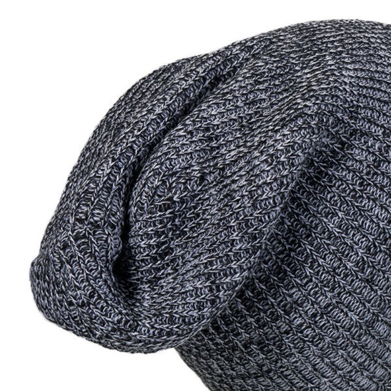 Dame Herre Solid Woolen Knit Beanie Cap Ørebeskyttelse Vindtett Mote Warm Hat