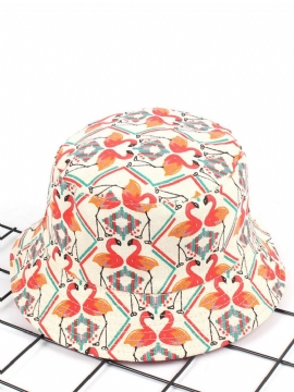 Dametrykk Flamingo Canvas Bøttehatt Utendørs Solseil Fisherman Cap