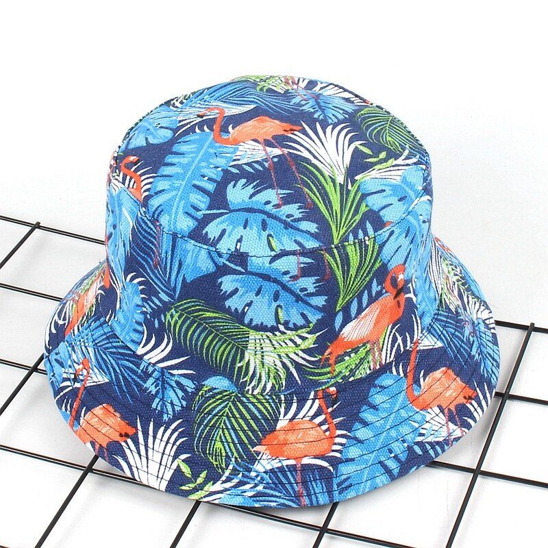 Dametrykk Flamingo Canvas Bøttehatt Utendørs Solseil Fisherman Cap