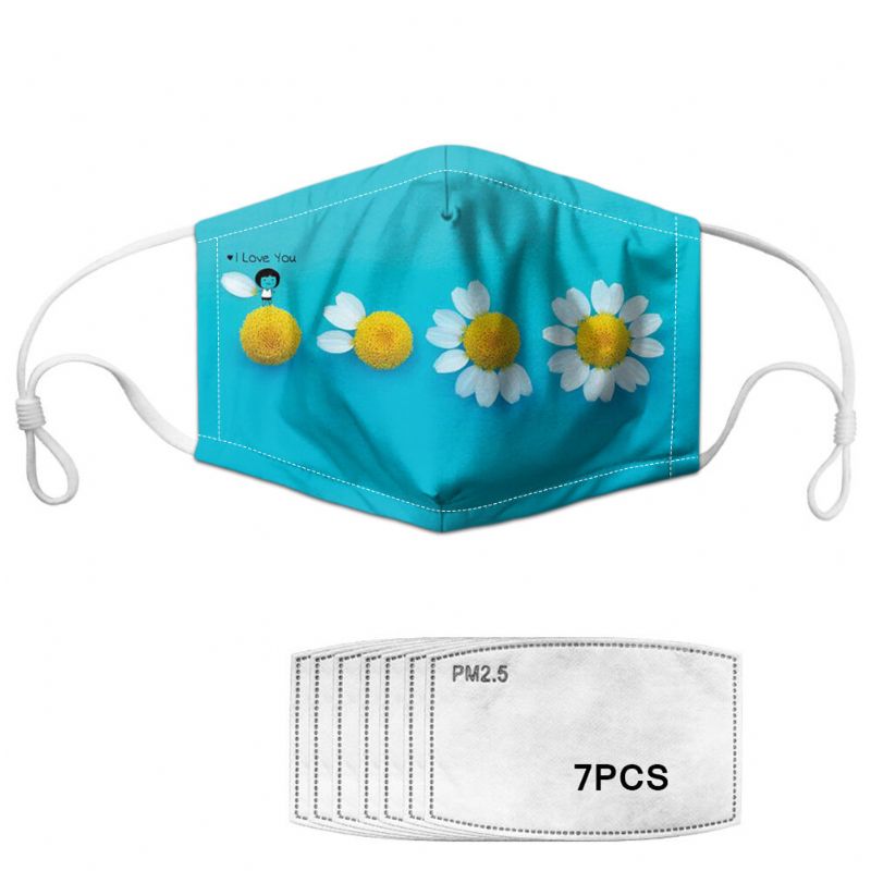 Dasiy Flower Print Face Mask 7-delt Pakningssett Daisy Pm2.5 Masks