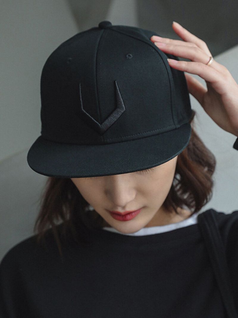 Geometriske Bokstaver I Bomull For Kvinner Brodert Flatbremmet Hip-hop Solseil Baseballcaps